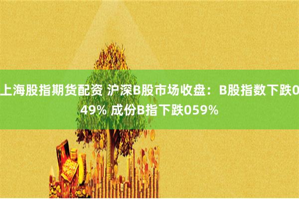 上海股指期货配资 沪深B股市场收盘：B股指数下跌049% 成份B指下跌059%