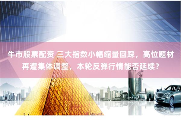 牛市股票配资 三大指数小幅缩量回踩，高位题材再遭集体调整，本轮反弹行情能否延续？